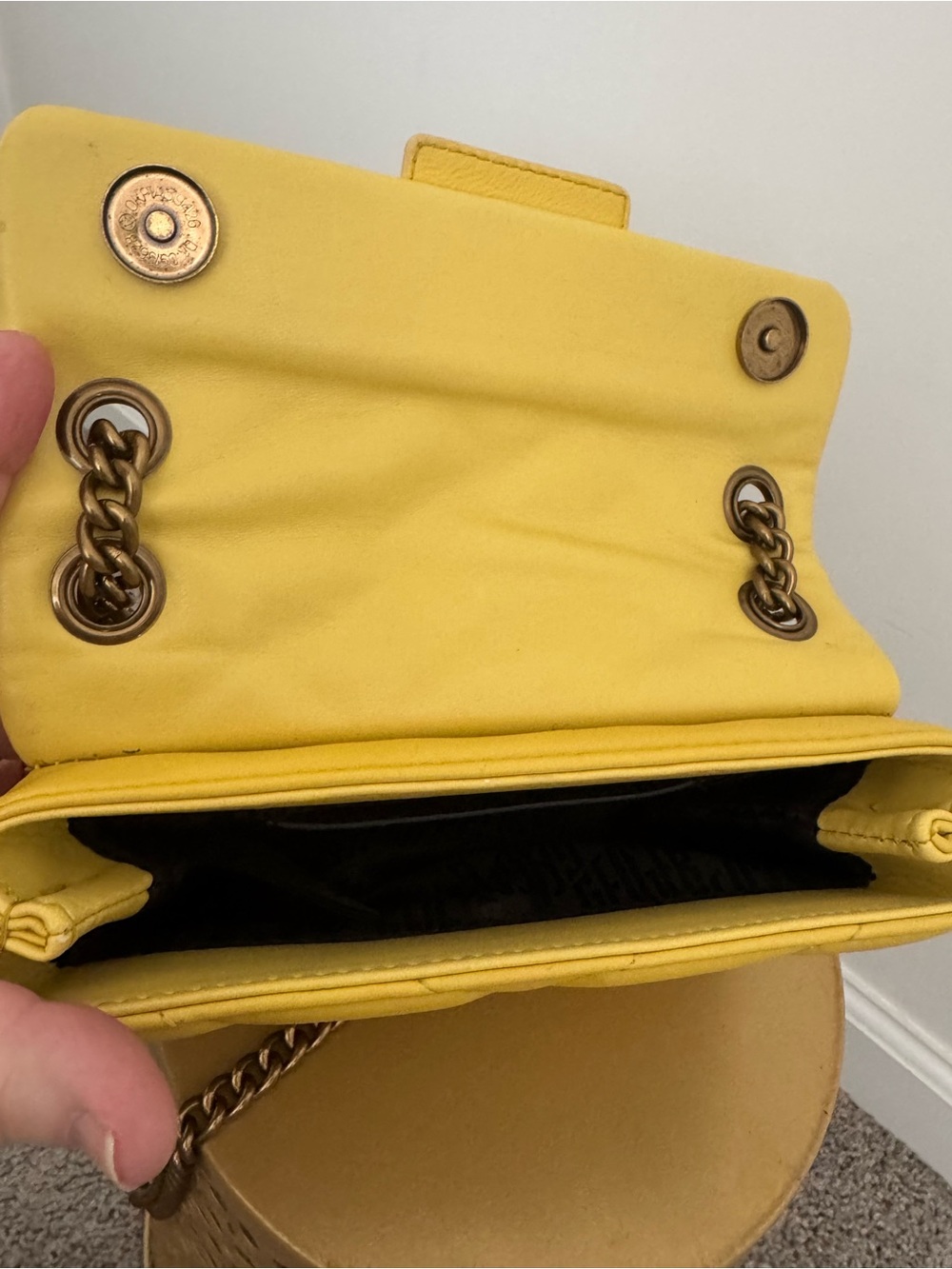 Yellow Quilted Kurt Geiger Mini-Kensington Bag - Picture 5 of 6